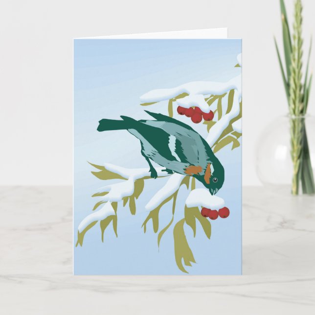 bird and berries holiday card (Front)