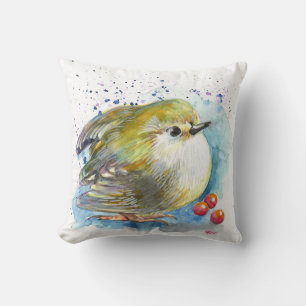 Bird and Berries Throw Pillow