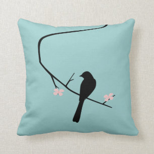 Bird and Blossoms Throw Pillow
