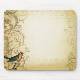 Bird and Butterfly Swirl Fancy Mouse Pad