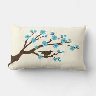 Bird and Cherry Blossoms Lumbar Pillow