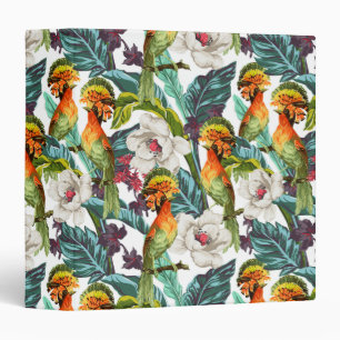 Bird And Exotic Flower Pattern Binder