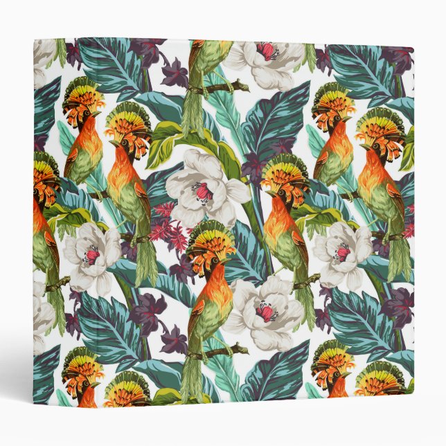 Bird And Exotic Flower Pattern Binder (Front/Spine)