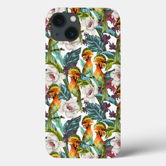Bird And Exotic Flower Pattern Case-Mate iPhone Case (Back)