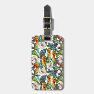 Bird And Exotic Flower Pattern Luggage Tag