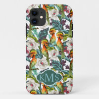 Bird And Exotic Flower Pattern | Monogram