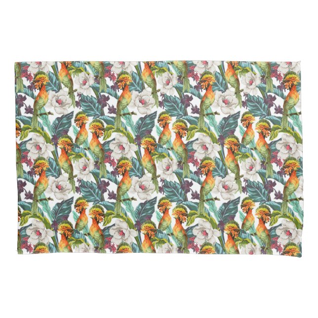 Bird And Exotic Flower Pattern Pillowcase (Front-Left)