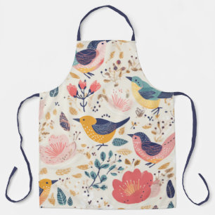 Bird and Floral Pattern Apron
