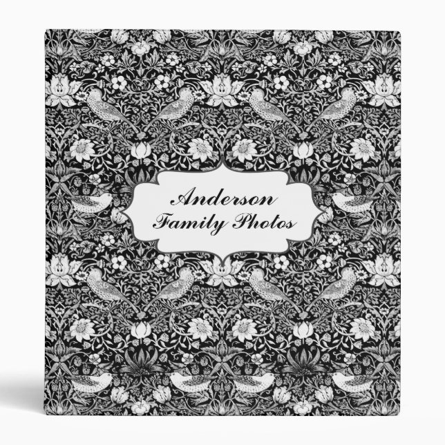Bird and Flower Black and White Personalized   Binder (Front)