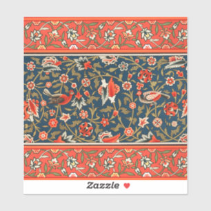 Bird and Flower Persian Blue Red Pattern