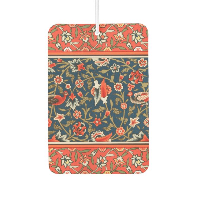 Bird and Flower Persian Blue Red Pattern Air Freshener (Front)