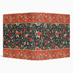 Bird and Flower Persian Blue Red Pattern Binder