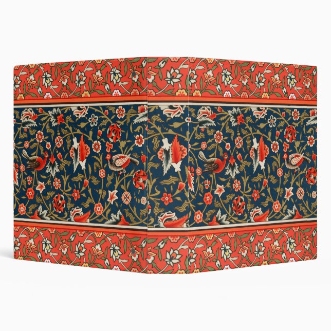 Bird and Flower Persian Blue Red Pattern Binder (Background)