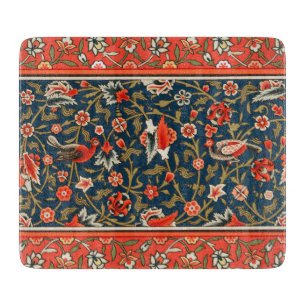 Bird and Flower Persian Blue Red Pattern Cutting Board
