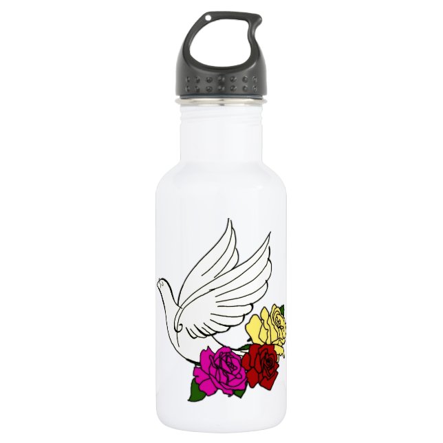 Bird and Flowers 532 Ml Water Bottle (Front)