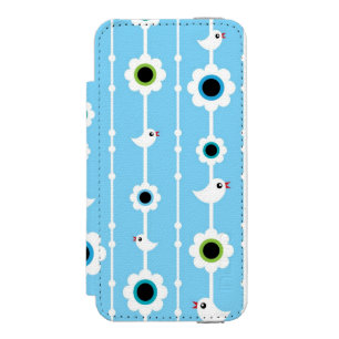 bird and flowers blue pattern incipio watson™ iPhone 5 wallet case