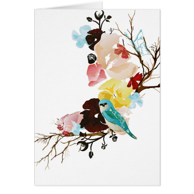Bird and flowers Card (Front)