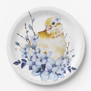 Bird and Flowers Paper Plate