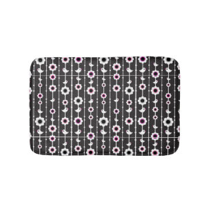 bird and flowers pattern bath mat