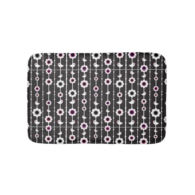 bird and flowers pattern bath mat (Front)