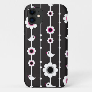 bird and flowers pattern iPhone 11 case