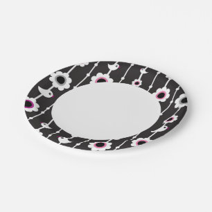bird and flowers pattern paper plate