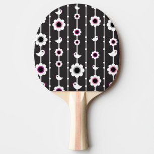bird and flowers pattern ping pong paddle