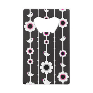bird and flowers pattern wallet bottle opener