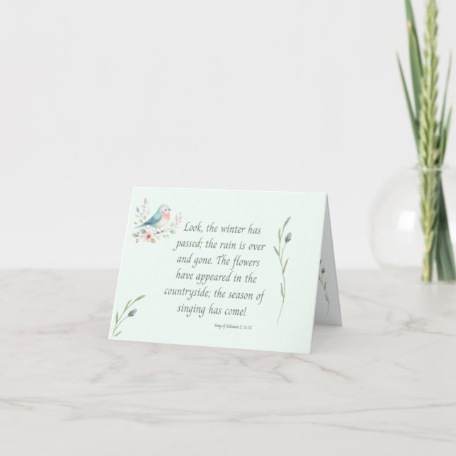 Bird and Flowers Song of Solomon Note Card (Front)