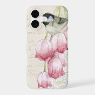 Bird and Flowers with Handwriting Shabby Vintage