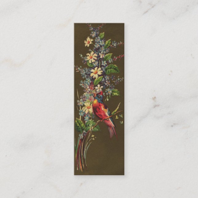 Bird and Forget-Me-Nots Victorian Mini Business Card (Front)