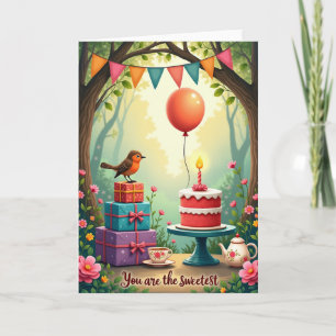 Bird And Gifts Birthday Card