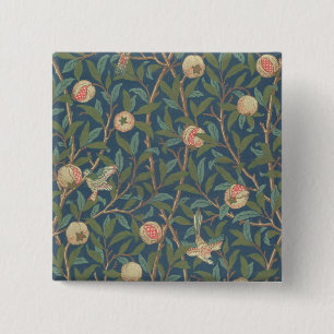 'Bird and Pomegranate' Wallpaper Design, printed b 2 Inch Square Button
