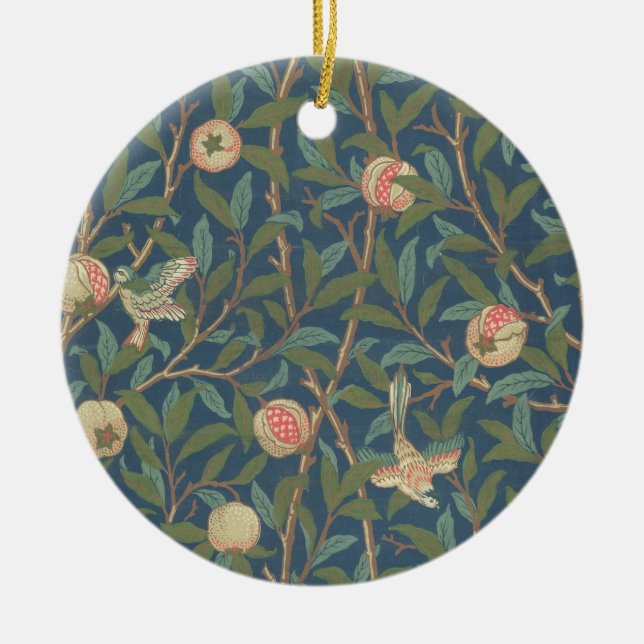 'Bird and Pomegranate' Wallpaper Design, printed b Ceramic Ornament (Front)