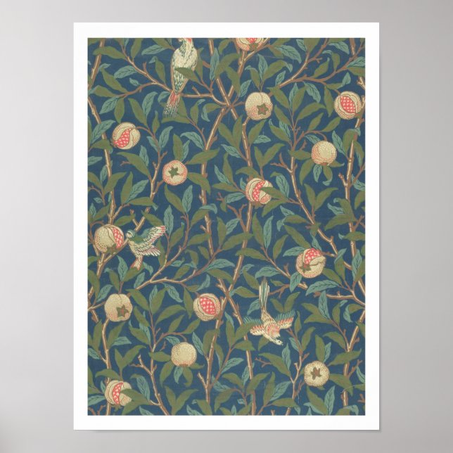 'Bird and Pomegranate' Wallpaper Design, printed b Poster (Front)
