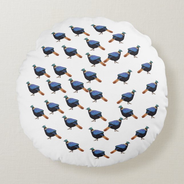 bird and tree design round pillow (Front)