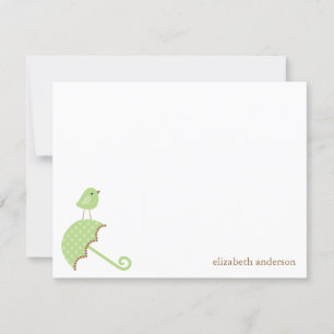 Bird and Umbrella Baby Shower Flat Thank You Cards