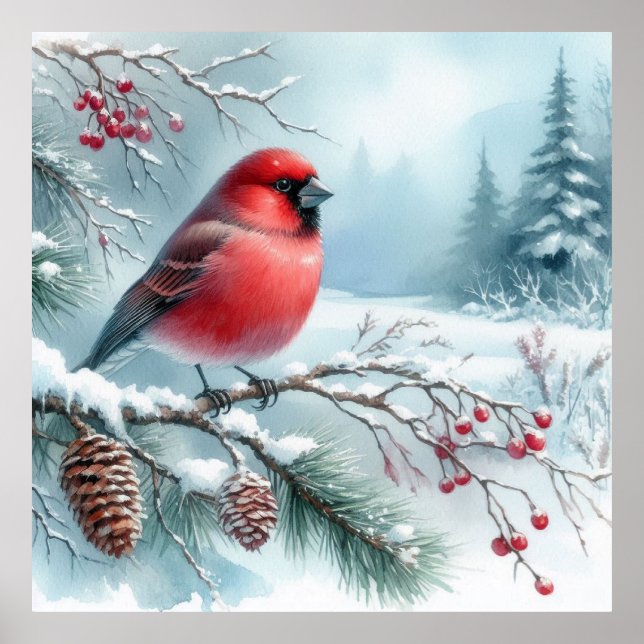 Bird and Winter Landscape 33 Poster (Front)
