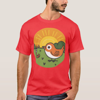 Bird and worm retro T-Shirt