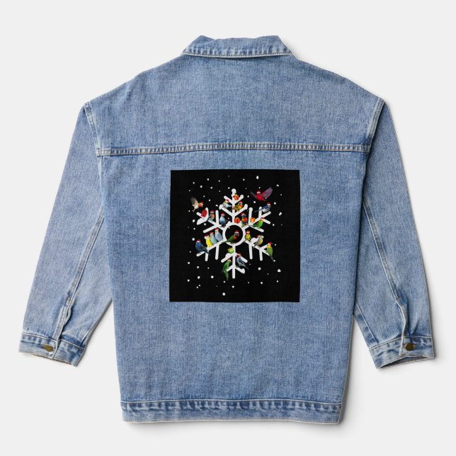 Bird Art Christmas Bird Lover T Shirt Denim Jacket (Back)
