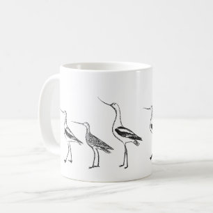 Bird Art Drawing in Black and White Personalized Coffee Mug