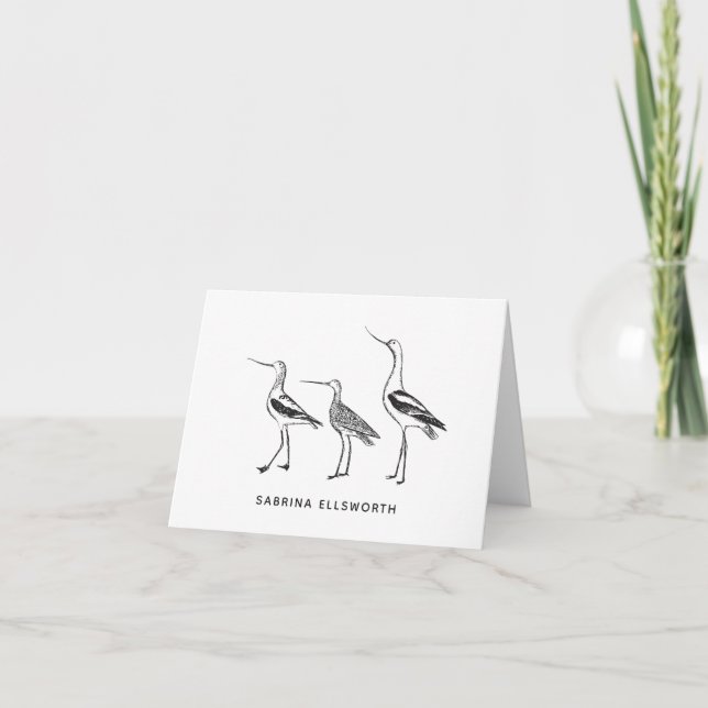 Bird Art Drawing in Black and White Personalized Note Card (Front)
