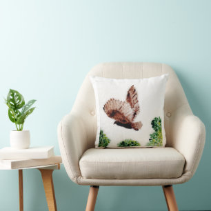 Bird Art Flying Owl Throw Pillow