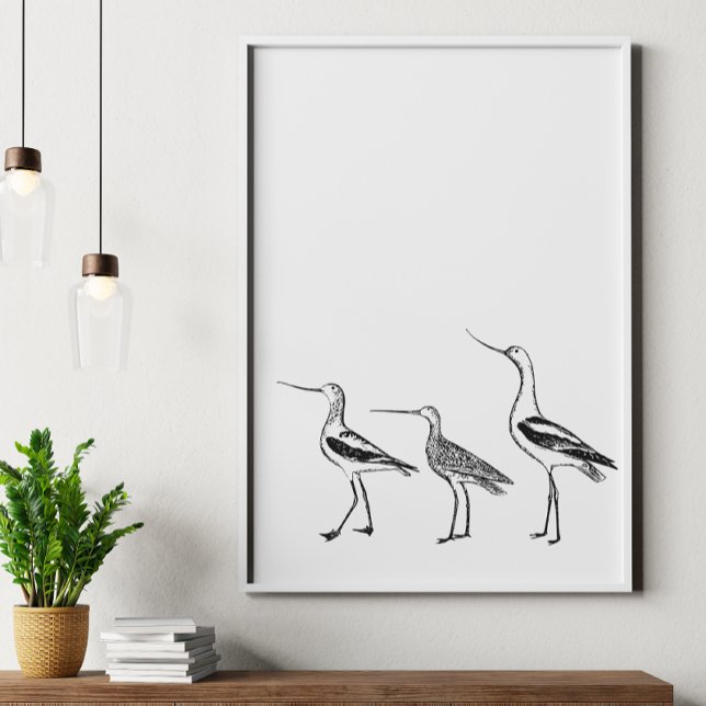 Bird Art Minimalist Drawing in Black and White Poster (Creator Uploaded)