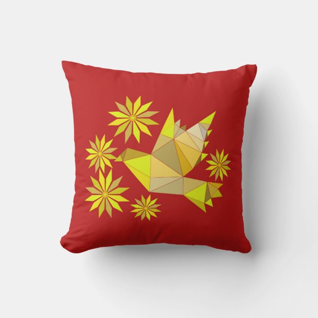 BIRD ART THROW PILLOW  (Front)