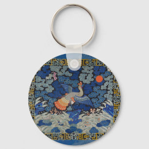 Bird Artwork Crested chinese embroidery artwork Keychain