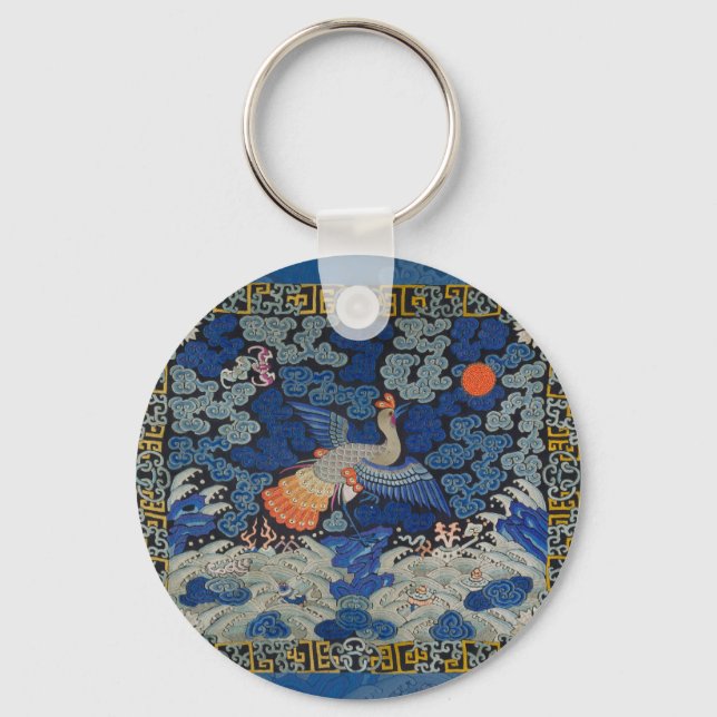 Bird Artwork Crested chinese embroidery artwork Keychain (Front)
