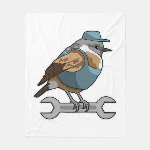 Bird as Carftsman with Wrench Fleece Blanket