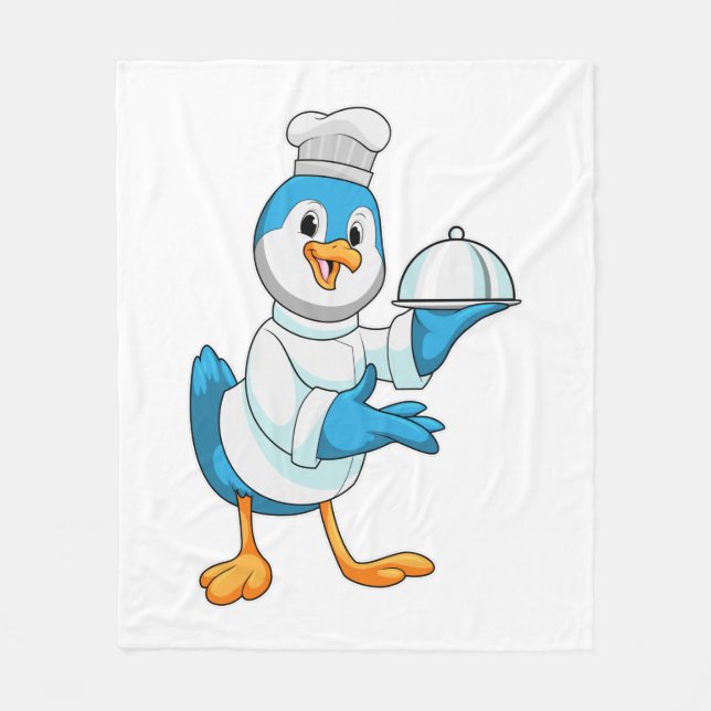 Bird as Cook with Platter Fleece Blanket (Front)