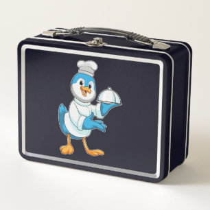 Bird as Cook with Platter Metal Lunch Box